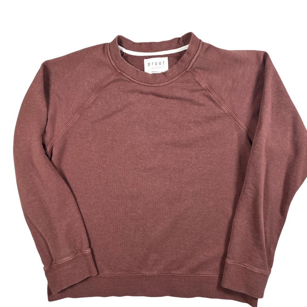 Proof Huckberry Sweatshirt XL brown rust raglan Hemp Organic Cotton Made in USA